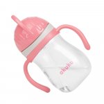 Cana de antrenament Akuku Pink 280ml anti-varsare cu manere si pai cu greutate,capac mobil de protectie