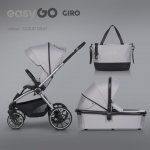Carucior pentru copii 2 in 1 Easy Go Giro, pana la 22 kg, cu landou 80 cm, Maner telescopic, copertina XXL, pliere tip pendul, cadru ultra-usor din aluminiu, accesorii incluse, Cloud Grey
