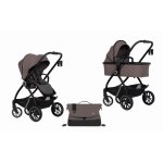 Carucior 2 in 1 pentru copii, Euro-Cart Crox, compus din doua piese distincte, cadrul de aluminiu, Roti mari, Scaun reversibil, capotina si husa de picioruse, cu Geanta si accesorii incluse, pana la 22 kg, Taupe