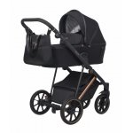 Carucior pentru copii 2 in 1 Riko Velar Magma Premium Line, cu suspensii, maner reglabil pe inaltime, geanta si accesorii incluse, pana la 22 kg, Negru