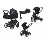 Carucior 4 in 1 pentru copii, Riko Velar Magma Premium Line, cu parte sport, scoica auto testata ADAC, i-Size omologat R129, cu baza isofix, accesorii incluse, pana la 22 kg, Negru