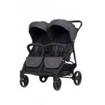 Carucior pentru gemeni Euro Cart Doblo, cu Spatar si Suport pentru picioare reglabile individual, copertina reglabila, husa calduroasa pentru picioare, frana actionata prin pedala, de la nastere pana la 22 kg, Iron