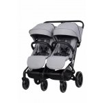 Carucior pentru gemeni EasyGo Echo, ultrapliabil, cu suspensii, spatar si suport picioare reglabile, usor si manevrabil, omologat EN1888, accesorii incluse, Cloud Gray