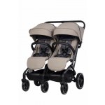Carucior pentru gemeni EasyGo Echo, ultrapliabil, cu suspensii, spatar si suport picioare reglabile, usor si manevrabil, omologat EN1888, accesorii incluse, Savana Beige