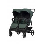 Carucior pentru gemeni Euro Cart Doblo, cu Spatar si Suport pentru picioare reglabile individual, copertina reglabila, husa calduroasa pentru picioare, frana actionata prin pedala, de la nastere pana la 22 kg, Jungle