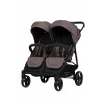 Carucior pentru gemeni Euro Cart Doblo, cu Spatar si Suport pentru picioare reglabile individual, copertina reglabila, husa calduroasa pentru picioare, frana actionata prin pedala, de la nastere pana la 22 kg, Taupe