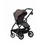 Carucior pentru nou nascut Euro-Cart Crox, cu cadrul de aluminiu, pliere compacta, scaun reversibil, cu 3 nivele de ajustare a spatarului, capotina si husa de picioruse, roti cu suspensii, pana la 22 kg, Taupe