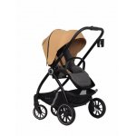 Carucior pentru nou nascut Euro-Cart Crox, cu cadrul de aluminiu, pliere compacta, scaun reversibil, cu 3 nivele de ajustare a spatarului, capotina si husa de picioruse, roti cu suspensii, pana la 22 kg, Camel