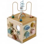 Cub educational din lemn cu diverse activitati 15.5 x 17 cm Nukido NK-861