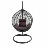 Fotoliu suspendat tip cuib oval cadru Gri antracit si perna Maro, structura din otel, perne incluse, 103x107x195 cm,utilizare interior/exterior
