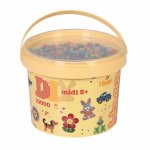 Galeata cu 10000 margele de calcat Hama midi mix de 6 culori transparente cu sclipici