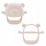 Jucarie de dentitie Kidnort Glitre Bej, design ergonomic, moale si flexibil, cu maner, de la 3 luni, fara BPA, sterilizabila, cutie, silicon medical