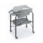 Masa de baie Cambio Deluxe Gri pliabila, cu saltea de infasat si cadita anatomica, furtun, roti cu blocatori