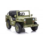 Masinuta electrica pentru copii Olive Green, tractiune integrala 4x4, motor 4x45W, baterie de 12V7Ah, cu telecomanda de 2.4G, sistem audio integrat USB si Bluetooth, faruri luminoase, Roti EVA, viteza 3.5-4 km/h