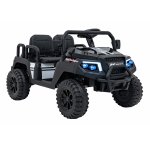 Masinuta electrica pentru copii Champion Black, cu 4 locuri, 2 motoare de 200W , baterie 24V9Ah, telecomanda 2.4 GHz, lumini LED, slow start, panou audio cu Radio FM, MP3, USB, Bluetooth, roti din spuma EVA cu suspensii