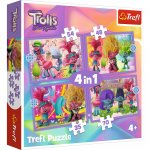 Puzzle Trefl 4 in 1 Aventurile trolilor colorati