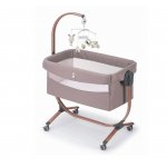 Patut cu leganare Cullami Beige Gold, co-sleeper 2 in 1 cu laterala culisanta, setare unghiulara, roti, reglabil in 8 pozitii pe inaltime