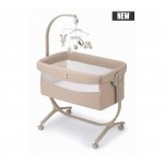 Patut cu leganare Cullami Bej, co-sleeper 2 in 1 cu laterala culisanta, setare unghiulara, roti, reglabil in 8 pozitii pe inaltime