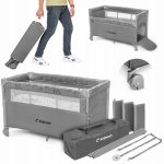 Patut de calatorie multifunctional 3 in 1 Naste Light Grey cu laterala culisanta si 2 niveluri de inaltime, sistem atasare la patul parintilor, cu saltea si geanta de transport, dimensiune compacta, Intrare laterala, 9.3 kg