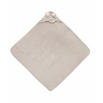 Prosop pentru bebelusi Sensillo Elephant Grey 100x100cm cu capison,din bumbac terry de calitate,design atractiv,lavabil la 40grade