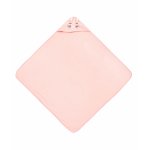 Prosop pentru bebelusi Sensillo Rabbit Pink 100x100cm cu capison,din bumbac terry de calitate,design atractiv,lavabil la 40grade