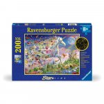 Puzzle Ravensburger Star Line Unicorn si fluturi care lumineaza in intuneric 200 piese XXL