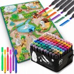 Salteluta de joaca 120 x 92 x 0.3 cm si un set de 80 markere colorate Ricokids Zoo