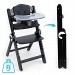 Scaun de masa pentru copii, Kidnort Drommer Unique Negru, pliabil, structura din lemn, cu 9 configuratii de inaltime, centura de siguranta in 5 puncte, pana la 75 kg, dimensiune 59 x 46 x 79.5 cm, perna de sezut inclusa