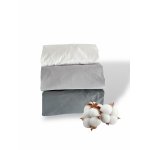 Set 3 cearsafuri din bumbac ranforce pentru pat copii, Deseda, cu elastic roata, dimensiune 140 x 70 cm, mix Gri