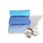 Set 3 cearsafuri din bumbac ranforce pentru pat copii, Deseda, cu elastic roata, dimensiune 140 x 70 cm, mix albastru