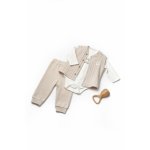 Set 3 piese body, pantaloni si vestuta TeddyBear, BabyCosy, 100% bumbac, marime 3-6 Luni