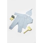 Set 3 piese bluza, pantaloni si caciulita Bamboo, bleu, BabyCosy, 50% bumbac + 50% bambus, marimea 9-12 luni