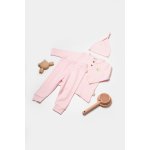 Set 3 piese bluza, pantaloni si caciulita Bamboo, roz, BabyCosy, 50% bumbac + 50 % bambus, marimea 9-12 luni