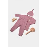 Set 3 piese bluza, pantaloni si caciulita, Bamboo, roz inchis, BabyCosy, 50% bumbac + 50% bambus, marimea 3-6 Luni