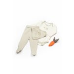 Set 3 piese body, pantaloni si baveta Rabbit, BabyCosy, 100% bumbac, marime 0-3 Luni