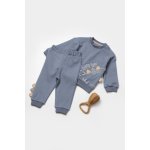 Set bluzita cu pantalon Dino, indigo, BabyCosy, 100% bumbac, marime 9-12 luni