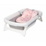 Set cadita pliabila pentru copii Colibro Space, cu pernuta si termometru integrat, dimensiune 84 x 48 cm, capacitate 40L, Sweet Pink