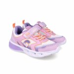 Sneakers pentru copii Garvalin, cu LED-uri intermitente, talpa flexibila, Inchidere velcro, culoarea mov, marimea 33