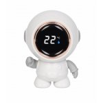 Termometru 3 in 1 Colibro, pentru baie, camera si jucarie, cu display LED, model Cosmonaut cu brate mobile, dimensiune 5.5 x 7 cm