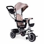 Tricicleta pentru copii Ecotoys WQL-066-52 Bej 2 in 1 cu scaun rotativ 360, roti din spuma EVA, greutate admisa 25kg