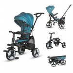 Tricicleta ultrapliabila Coccolle Spectra Plus Premium Line, Scaun reversibil, Copertina XXL, Cos accesorii, 2 seturi suport picioruse, Sistem roata libera, Roti cauciuc EVA, Atlantic Blue