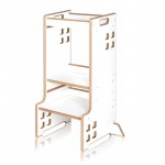 Turn de invatare Montessori Lionelo Cass Alb, functie de raft pentru carti, pana la 30 kg, 1-6 ani, din MDF si furnir, 3 trepte de inaltime