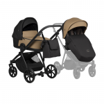 Carucior 2 in 1 Tutis Mio 3+ Beige 180 din piele, sezut reversibil, amortizoare duble, maner reglabil, accesorii incluse
