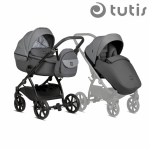 Carucior 2 in 1 Tutis Uno 5+ Grey 022 sezut reversibil, spatar reglabil, roti cu blocare, bara detasabila, accesorii incluse