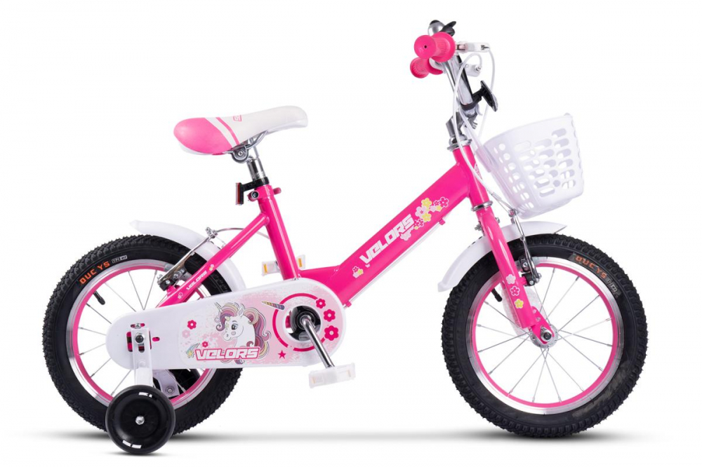 Bicicleta pentru copii 2-4 ani Velors V1202A Fucsia, Roti 12 Inch, Frane fataspate V-Brake, Roti ajutatoare