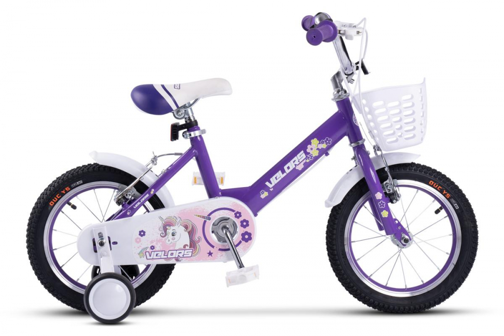 Bicicleta pentru copii 2-4 ani Velors V1202A Mov, Roti 12 Inch, Frane fataspate V-Brake, Roti ajutatoare