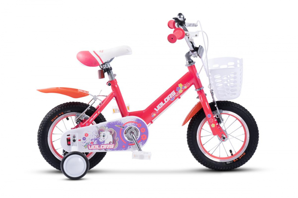 Bicicleta pentru copii 2-4 ani Velors V1202A Roz, Roti 12 Inch, Frane fataspate V-Brake, Roti ajutatoare