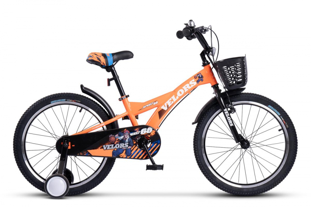 Bicicleta pentru copii Velors V2001A Portocaliu, roti 20 inch, varsta 7-10 ani, inaltime utilizator 120-135 cm, greutate suportata 80 kg