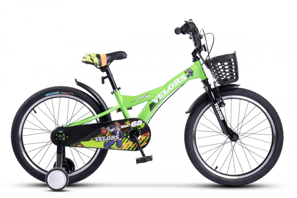 Bicicleta pentru copii Velors V2001A Verde, roti 20 inch, varsta 7-10 ani, inaltime utilizator 120-135 cm, greutate suportata 80 kg