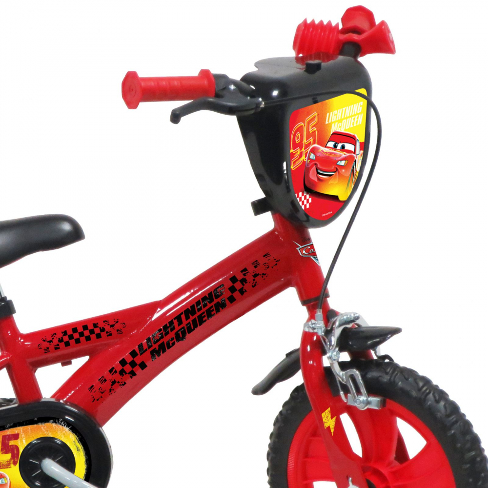 Bicicleta pentru copii Denver Disney Cars 12 inch, varsta 3-4.5 ani, inaltime utilizator 88-105 cm, roti ajutatoare, clopotel pe ghidon, suport si sticla apa - 1
